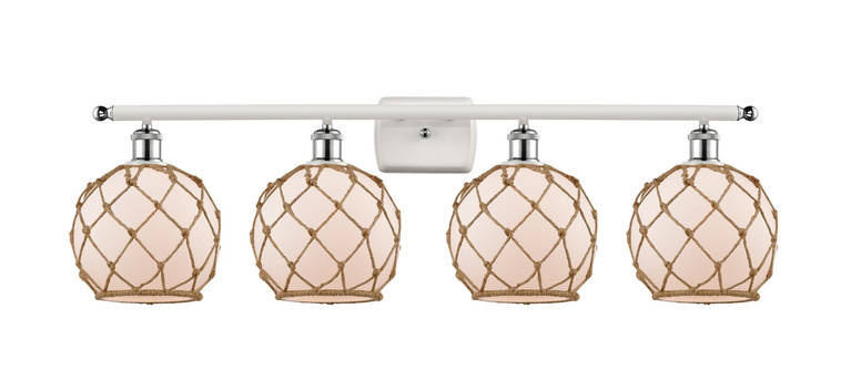 Innovations - 516-4W-WPC-G121-8RB - Four Light Bath Vanity - Ballston - White Polished Chrome