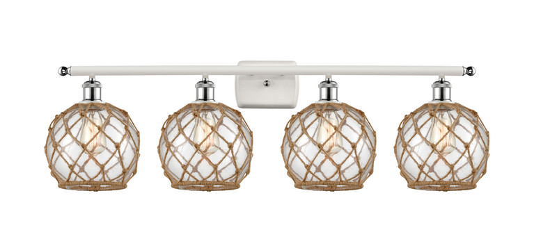 Innovations - 516-4W-WPC-G122-8RB - Four Light Bath Vanity - Ballston - White Polished Chrome