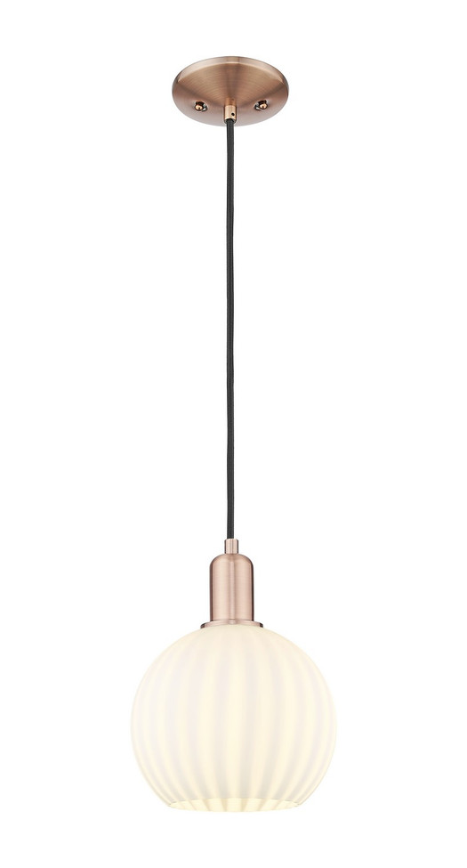 Innovations - 716-1P-AC-G1217-8WV - One Light Mini Pendant - Arcadia - Antique Copper