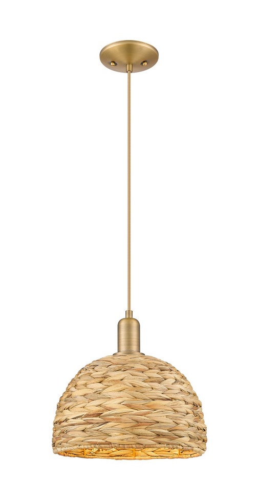 Innovations - 716-1P-BB-RBD-12-NAT - One Light Mini Pendant - Arcadia - Brushed Brass