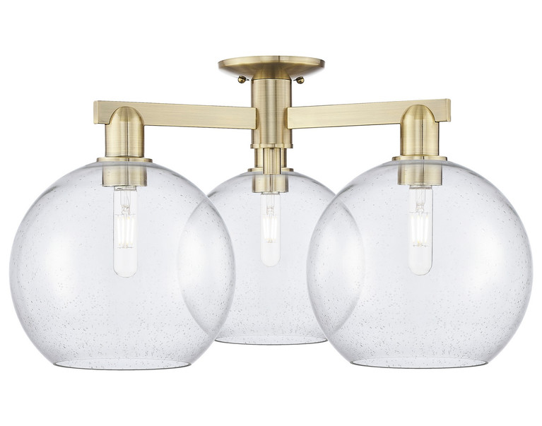 Innovations - 716-3F-AB-G124-10 - Three Light Semi-Flush Mount - Arcadia - Antique Brass