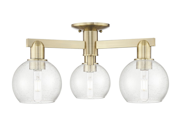 Innovations - 716-3F-AB-G124-6 - Three Light Semi-Flush Mount - Arcadia - Antique Brass