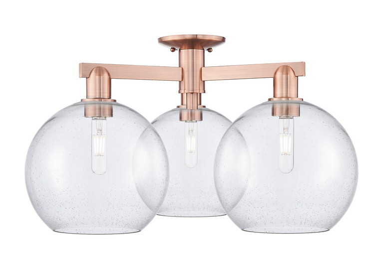 Innovations - 716-3F-AC-G124-10 - Three Light Semi-Flush Mount - Arcadia - Antique Copper