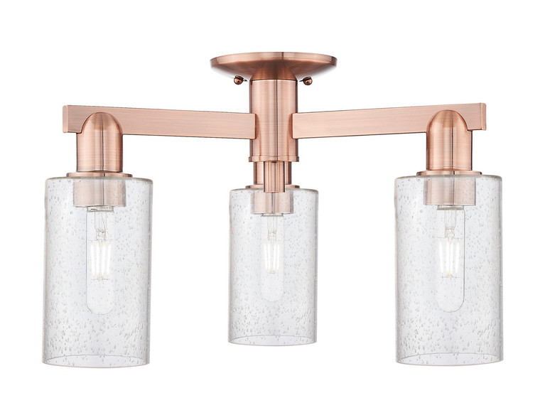 Innovations - 716-3F-AC-G804 - Three Light Semi-Flush Mount - Arcadia - Antique Copper