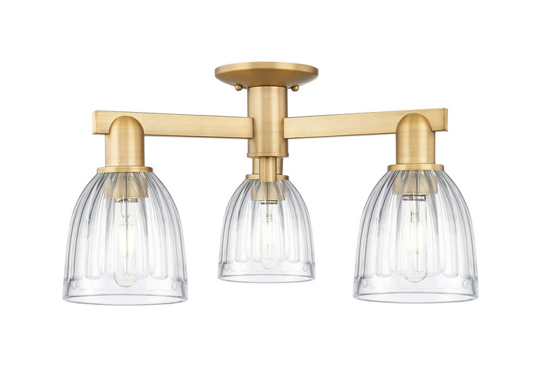 Innovations - 716-3F-BB-G442 - Three Light Semi-Flush Mount - Arcadia - Brushed Brass