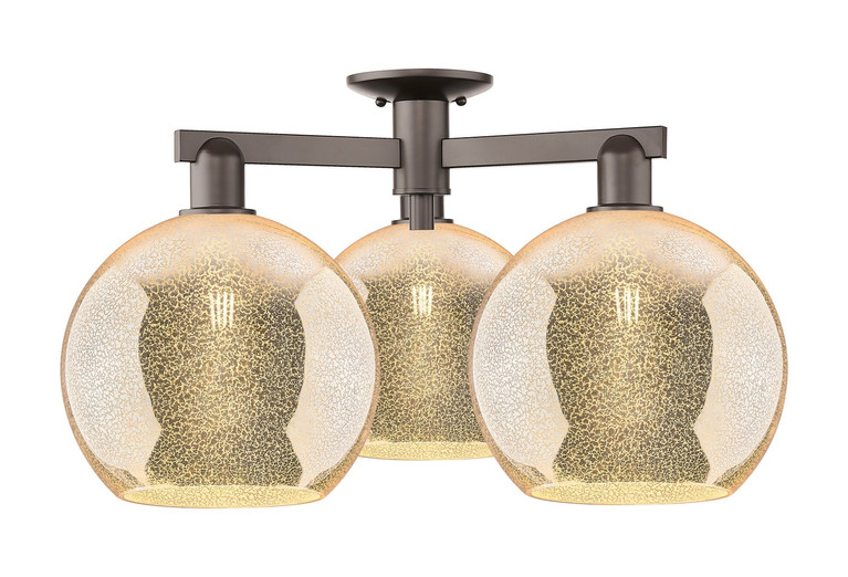 Innovations - 716-3F-OB-G128-10 - Three Light Semi-Flush Mount - Arcadia - Oil Rubbed Bronze