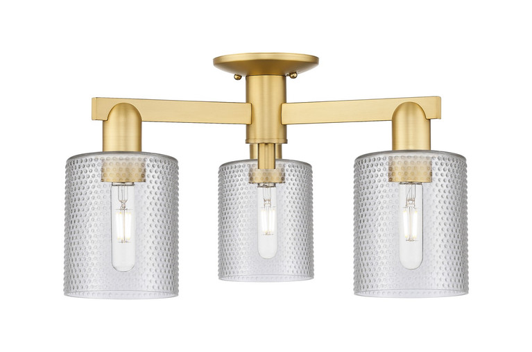 Innovations - 716-3F-SG-G112 - Three Light Semi-Flush Mount - Arcadia - Satin Gold