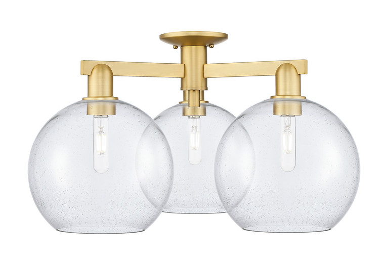 Innovations - 716-3F-SG-G124-10 - Three Light Semi-Flush Mount - Arcadia - Satin Gold