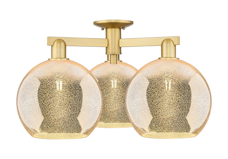 Innovations - 716-3F-SG-G128-10 - Three Light Semi-Flush Mount - Arcadia - Satin Gold