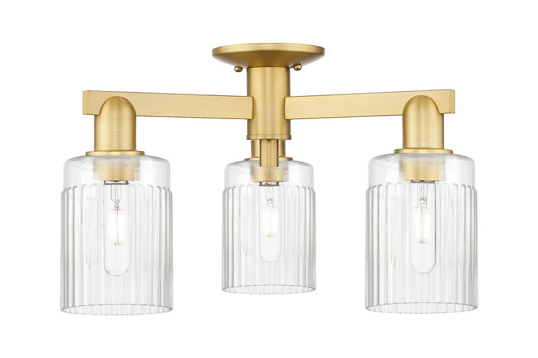 Innovations - 716-3F-SG-G342 - Three Light Semi-Flush Mount - Arcadia - Satin Gold