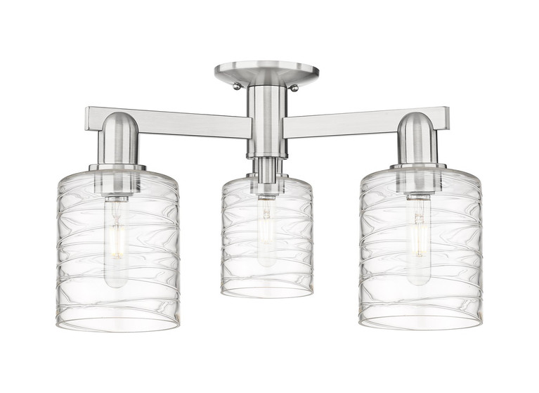 Innovations - 716-3F-SN-G1113 - Three Light Semi-Flush Mount - Arcadia - Brushed Satin Nickel