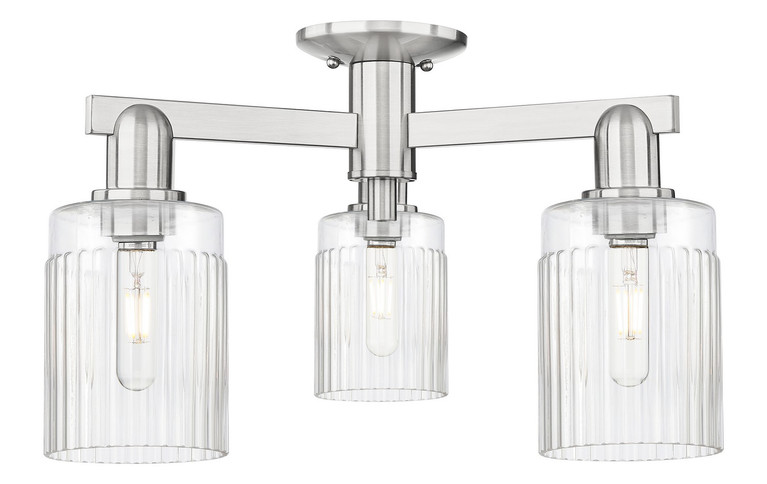 Innovations - 716-3F-SN-G342 - Three Light Semi-Flush Mount - Arcadia - Brushed Satin Nickel