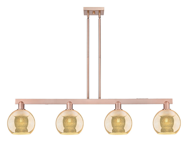 Innovations - 716-4I-AC-G128-8 - Four Light Island Pendant - Arcadia - Antique Copper