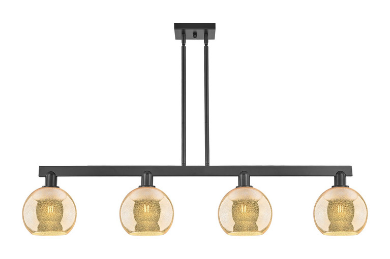 Innovations - 716-4I-BK-G128-8 - Four Light Island Pendant - Arcadia - Matte Black