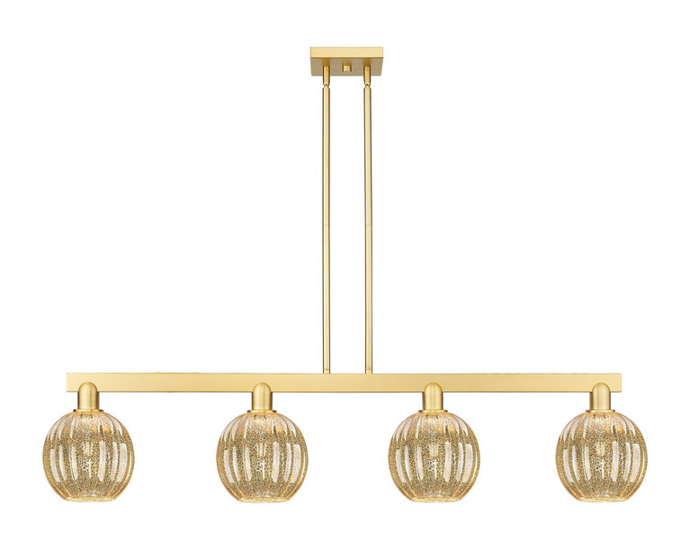 Innovations - 716-4I-SG-G458-7ME - Four Light Island Pendant - Arcadia - Satin Gold