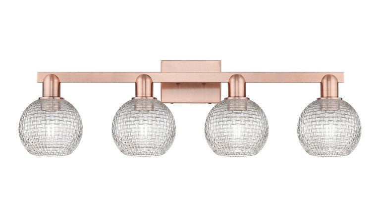 Innovations - 716-4W-AC-G122C-6CL - Four Light Bath Vanity - Arcadia - Antique Copper