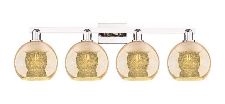 Innovations - 716-4W-PN-G128-8 - Four Light Bath Vanity - Arcadia - Polished Nickel