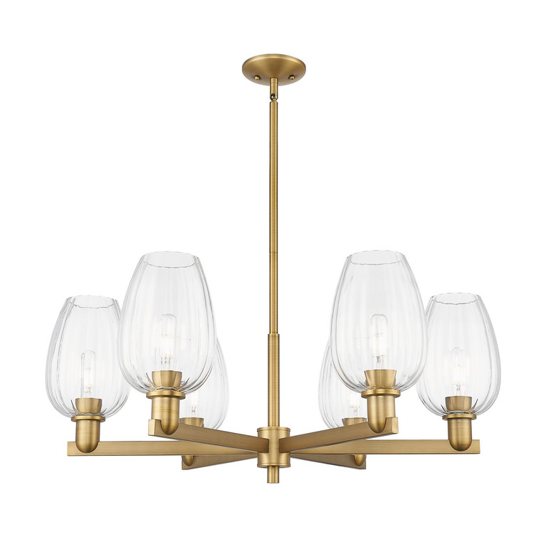 Innovations - 716-6CR-BB-G457-6CL - Six Light Chandelier - Arcadia - Brushed Brass