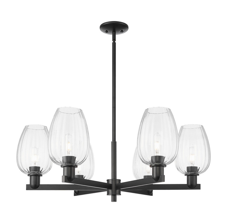 Innovations - 716-6CR-BK-G457-6CL - Six Light Chandelier - Arcadia - Matte Black