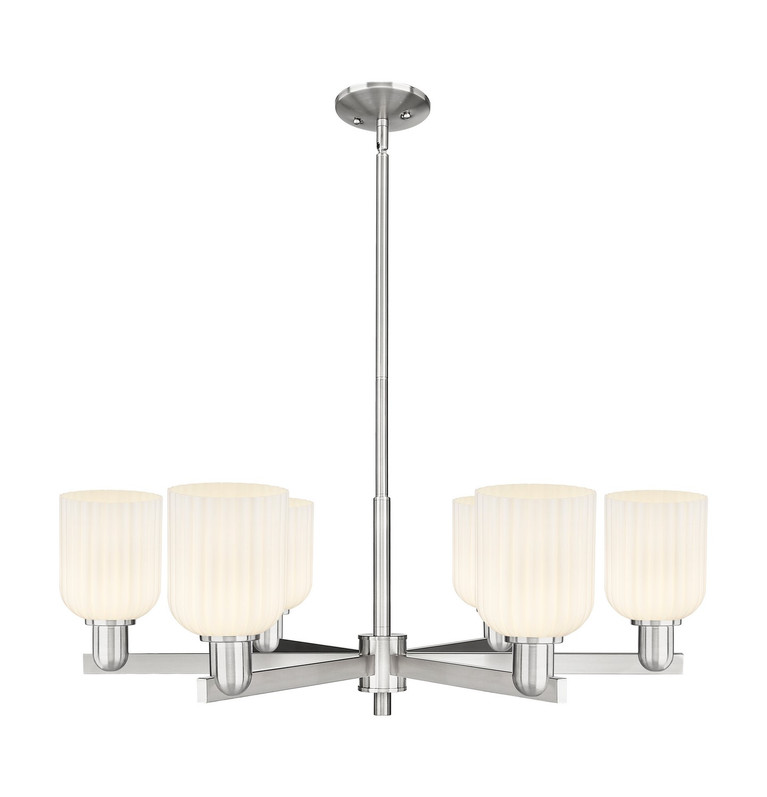 Innovations - 716-6CR-SN-G559-5GWH - Six Light Chandelier - Arcadia - Satin Nickel