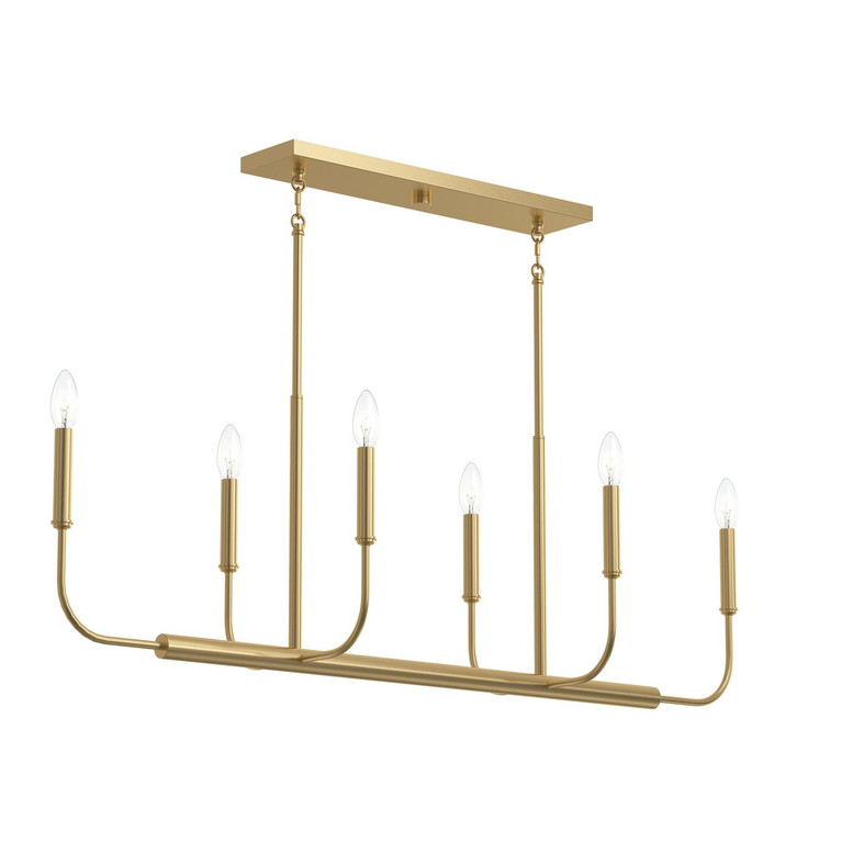 Progress Lighting - P400450-191 - Six Light Linear Chandelier - Reines - Brushed Gold