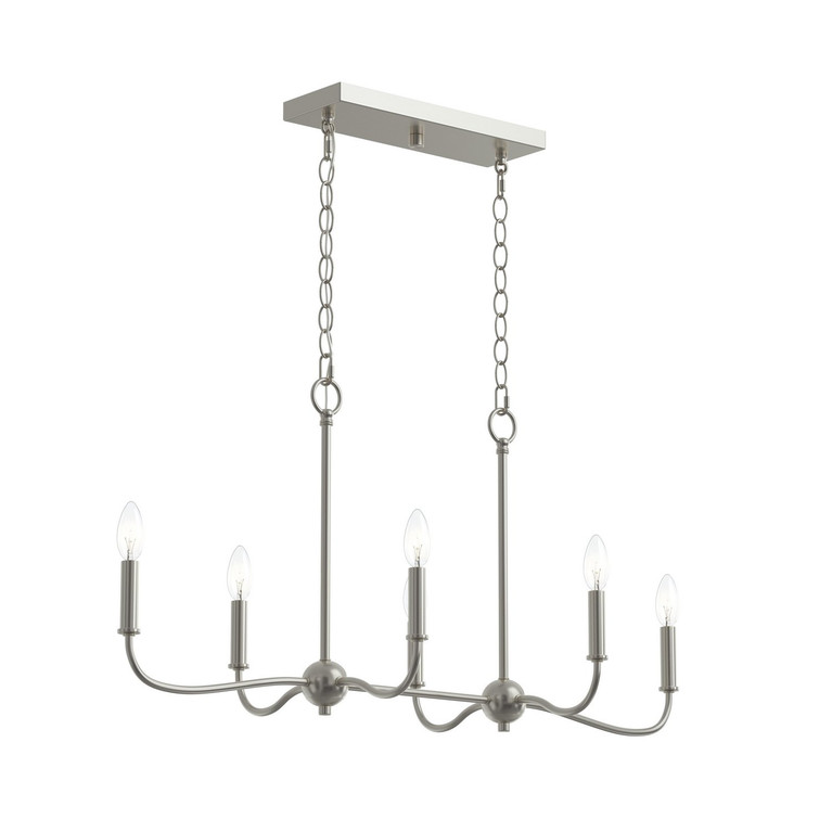 Progress Lighting - P400466-009 - Six Light Linear Chandelier - Ilia - Brushed Nickel