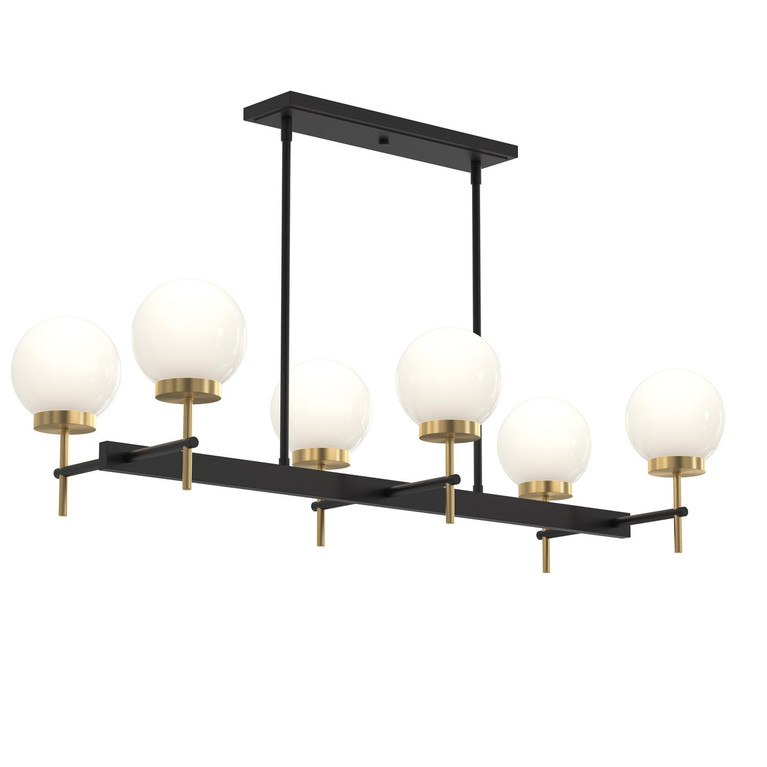 Progress Lighting - P400471-319 - Six Light Linear Chandelier - Rigsby - Matte Black and Brushed Gold