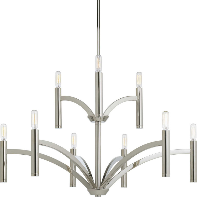 Progress Lighting - P4719-104 - Nine Light Chandelier - Draper - Polished Nickel
