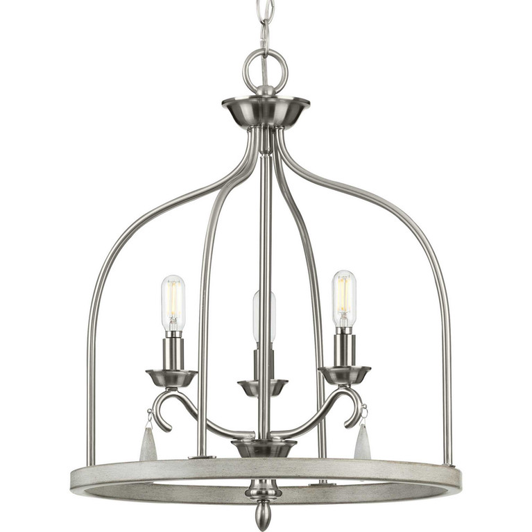 Progress Lighting - P500296-009 - Three Light Foyer Pendant - Vinings - Brushed Nickel