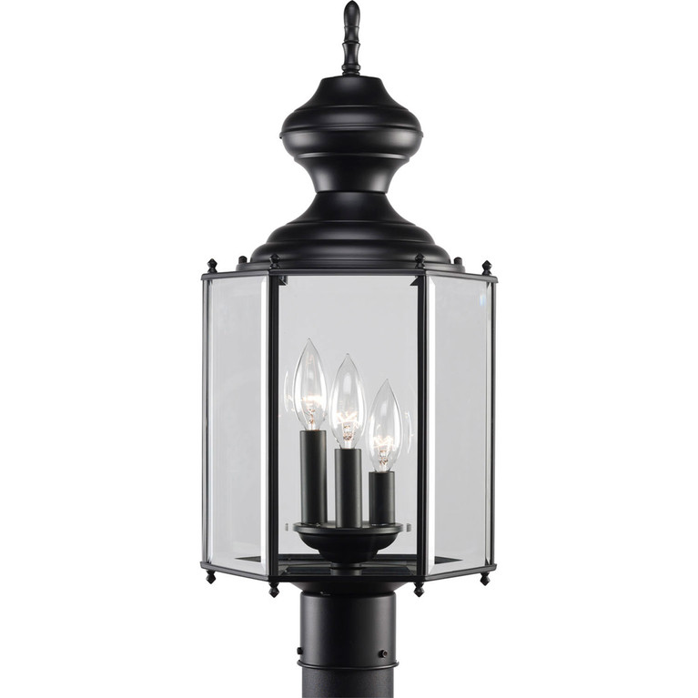 Progress Lighting - P5432-31 - Three Light Post Lantern - Carriage Classics - Black