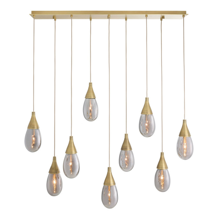 Arteriors - DLC56 - Nine Light Chandelier - Giselle - Smoke Luster/Antique Brass