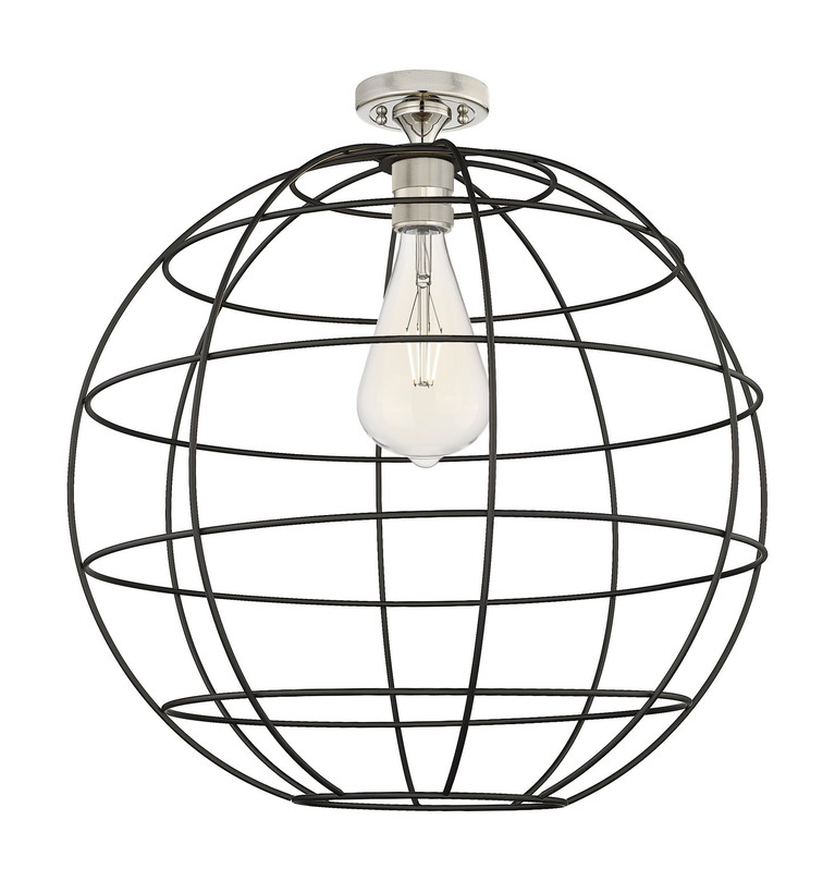 Innovations - 434-1F-PN-CE-22-BK - One Light Semi-Flush Mount - Downtown Urban - Polished Nickel