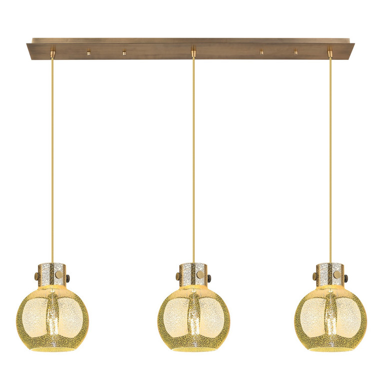 Innovations - 123-410-1PS-BB-G410-8ME - Three Light Linear Pendant - Newton - Brushed Brass