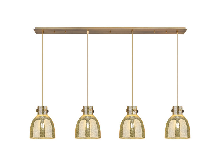 Innovations - 124-410-1PS-BB-G412-8ME - Four Light Linear Pendant - Downtown Urban - Brushed Brass