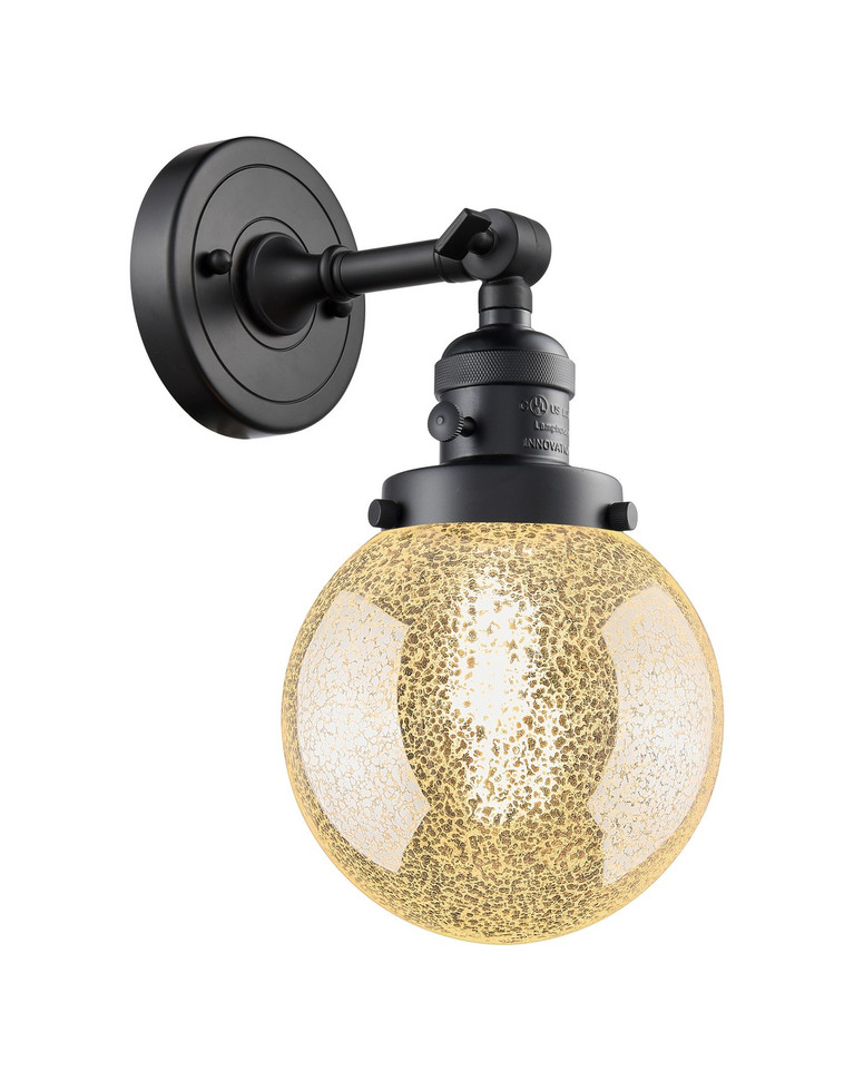 Innovations - 203SW-BK-G208-6 - One Light Wall Sconce - Franklin Restoration - Matte Black