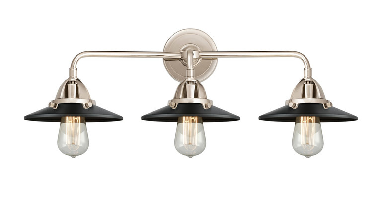 Innovations - 288-3W-PN-M6-BK - Three Light Bath Vanity - Nouveau 2 - Polished Nickel