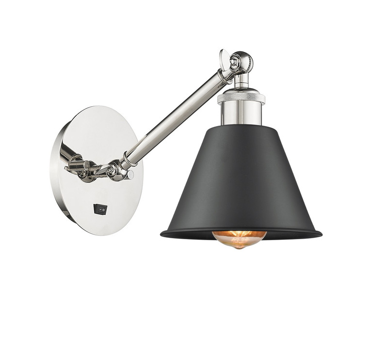 Innovations - 317-1W-PN-M8-BK - One Light Wall Sconce - Ballston - Polished Nickel
