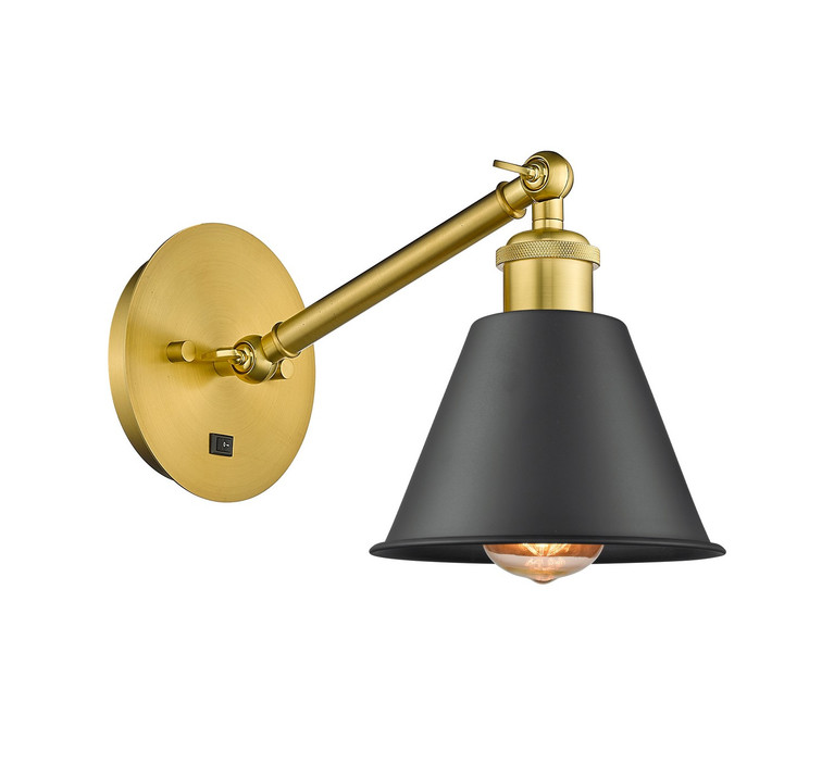 Innovations - 317-1W-SG-M8-BK - One Light Wall Sconce - Ballston - Satin Gold