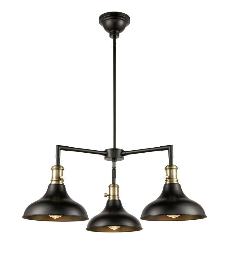 Innovations - 443SW-3CR-BAB-M15BK - Three Light Chandelier - Metro - Black Antique Brass
