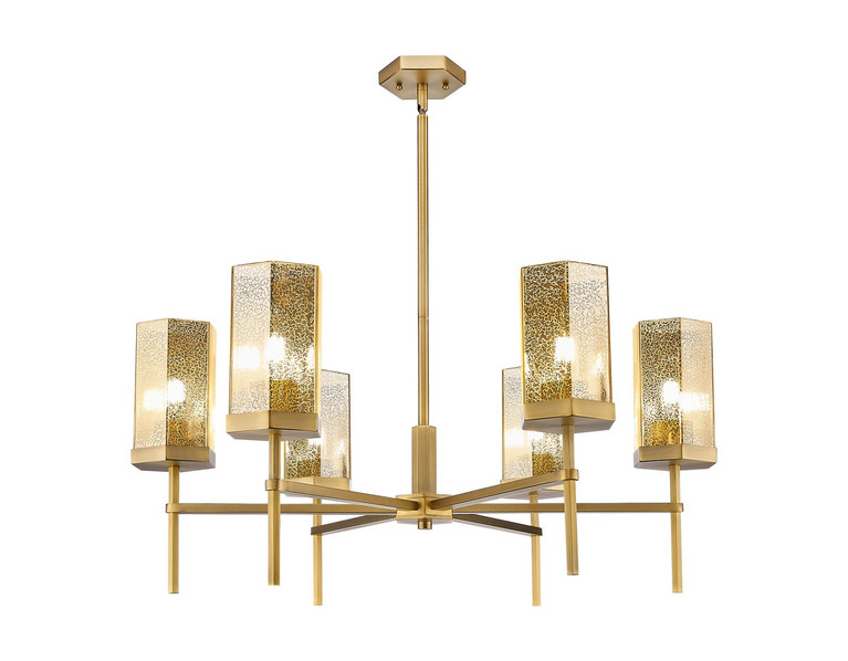 Innovations - 463-6CR-BB-G463-8ME - Six Light Chandelier - Downtown Urban - Brushed Brass