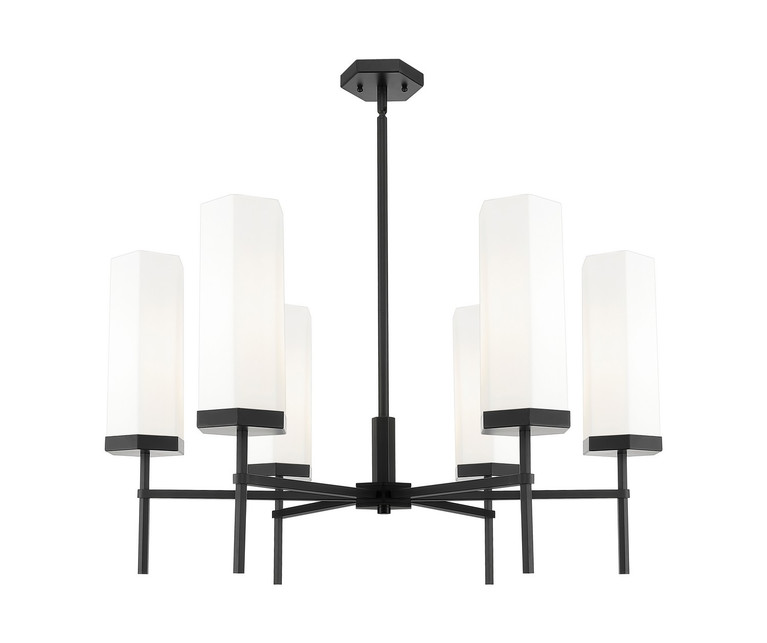 Innovations - 463-6CR-BK-G463-12WH - Six Light Chandelier - Downtown Urban - Matte Black
