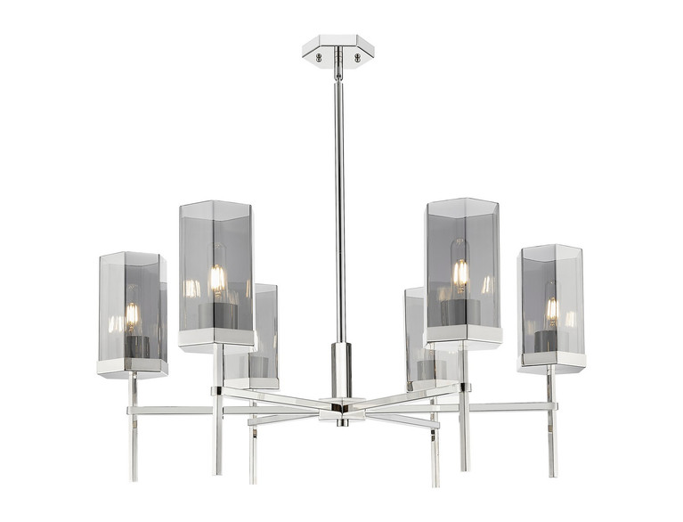 Innovations - 463-6CR-PN-G463-8SM - Six Light Chandelier - Downtown Urban - Polished Nickel