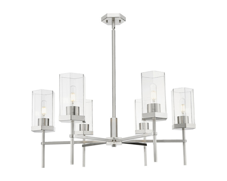 Innovations - 463-6CR-SN-G463-8CL - Six Light Chandelier - Downtown Urban - Satin Nickel