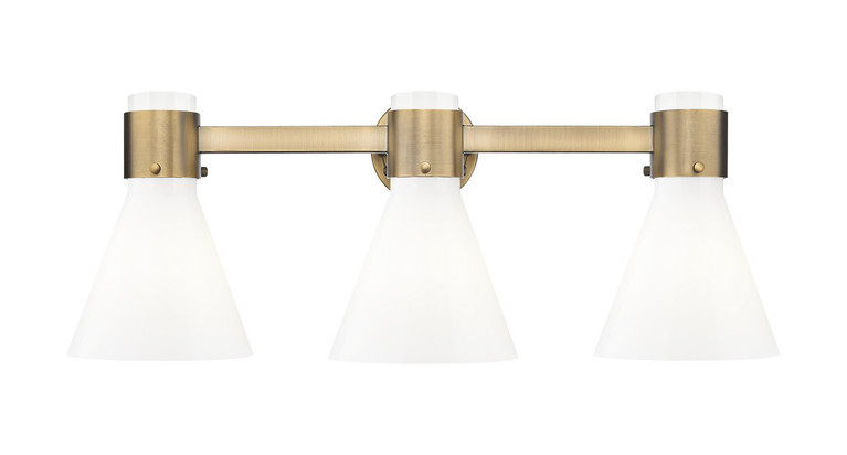 Innovations - 464-3W-BB-G464C-7GW - Three Light Bath Vanity - Downtown Urban - Brushed Brass