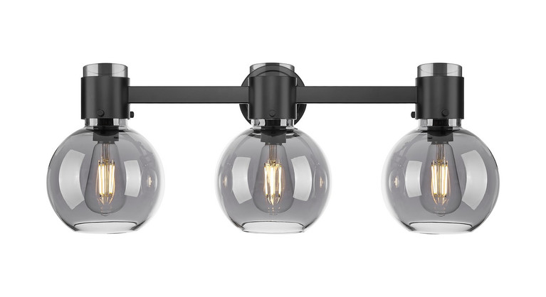 Innovations - 464-3W-BK-G464B-7SM - Three Light Bath Vanity - Downtown Urban - Matte Black