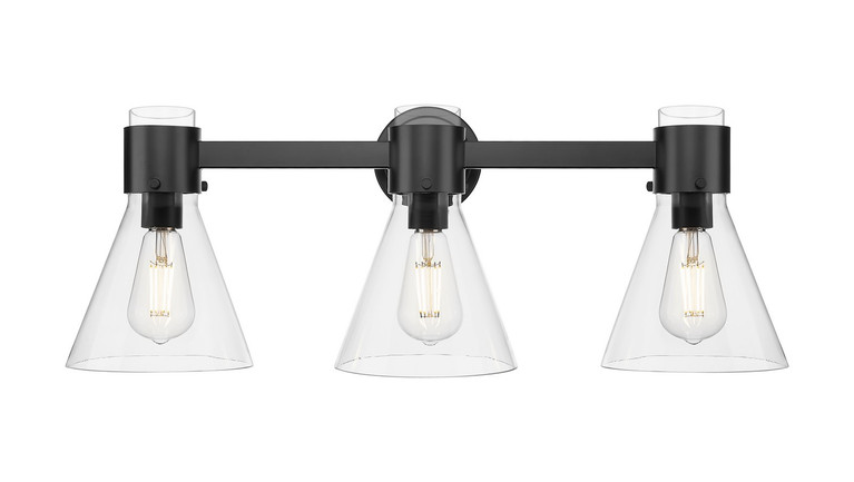 Innovations - 464-3W-BK-G464C-7CL - Three Light Bath Vanity - Downtown Urban - Matte Black