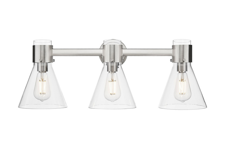 Innovations - 464-3W-SN-G464C-7CL - Three Light Bath Vanity - Downtown Urban - Satin Nickel