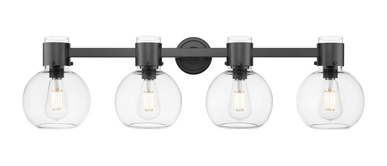 Innovations - 464-4W-BK-G464B-7CL - Four Light Bath Vanity - Downtown Urban - Matte Black