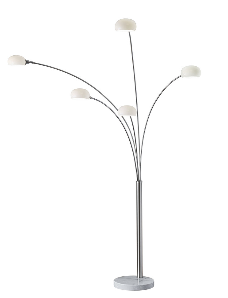 Adesso Home - 3346-22 - Five Light Floor Lamp - Luna - Brushed Steel