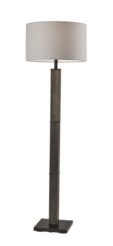 Adesso Home - 3498-01 - Floor Lamp - Kona - Mdf W. Black Washed Wood Pvc Veneer & Black